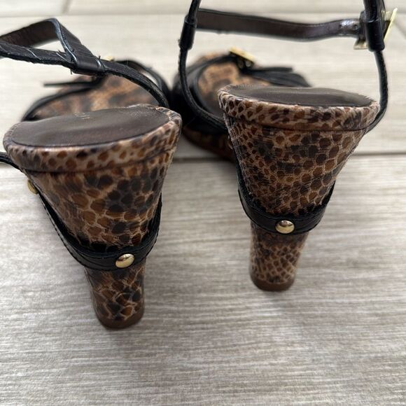 Antonio Melani Leather Wedge Sandals Size‎ 6 Strappy Snake Print - Picture 6 of 12